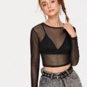 Sheer Mesh Black Crop Top