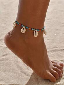 Shell Charm Beaded Anklet