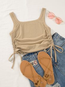 Side Drawstring Crop Tank Top