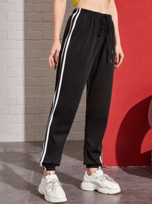 Side Striped Elastic Cuff Joggers