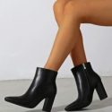 Side Zip Point Toe Chunky Classic Boots