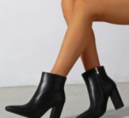 Side Zip Point Toe Chunky Classic Boots