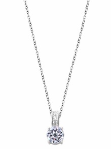 Silver Plated Rhinestone Pendant Necklace