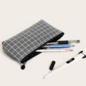 Simple Grid Pattern Pencil Bag