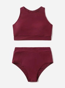 Simple Solid Bikini Swimsuit