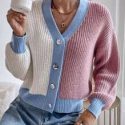 Single Breasted Colorblock Cardigan