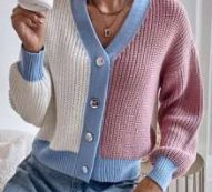 Single Breasted Colorblock Cardigan