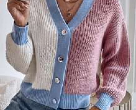 Single Breasted Colorblock Cardigan