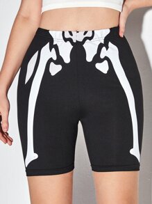 Skeleton Graphic Biker Shorts