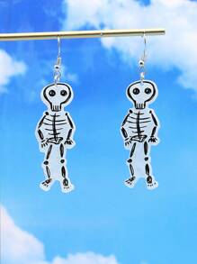 Skeleton Graphic Drop Earrings