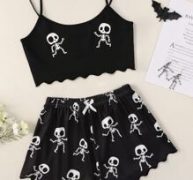 Skeleton Graphic Scallop Trim PJ Set