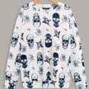 Skull And Floral Print Sweatshirt