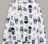 Skull And Floral Print Sweatshirt