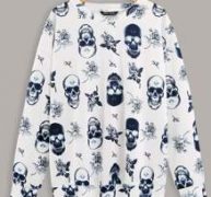 Skull And Floral Print Sweatshirt