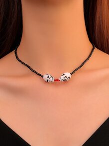 Skull Decor Beaded Necklace