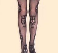 Skull Pattern Fishnet Tights