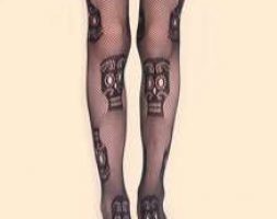 Skull Pattern Fishnet Tights