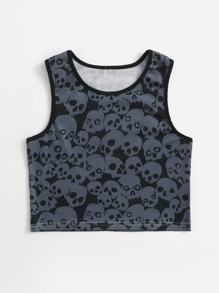 Skull Print Crop Tank Top