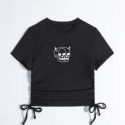 Skull Print Drawstring Tee