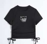 Skull Print Drawstring Tee