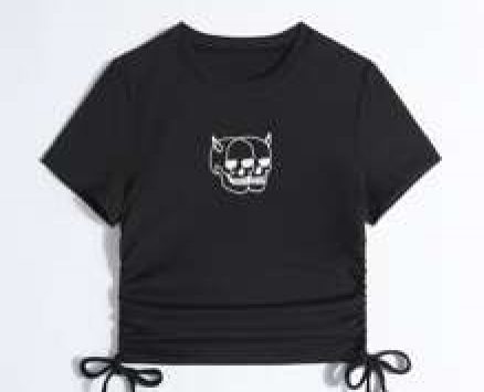 Skull Print Drawstring Tee