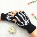 Skull Print Fingerless Gloves