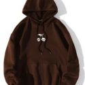 Skull Print Kangaroo Pocket Drawstring Hoodie