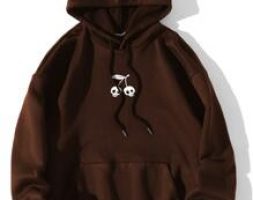Skull Print Kangaroo Pocket Drawstring Hoodie