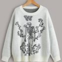 Skull & Floral Pattern Sweater