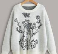 Skull & Floral Pattern Sweater