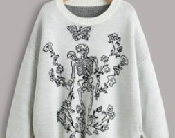 Skull & Floral Pattern Sweater