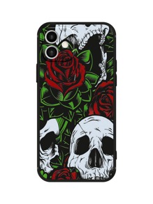 Skull & Rose Print Phone Case