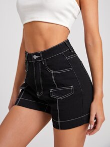 Slant Pocket Denim Shorts