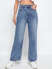 Slant Pocket Flare Leg Jeans