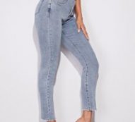 Slant Pocket Raw Cut Skinny Jeans