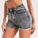 Slant Pocket Raw Hem Denim Shorts