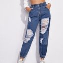 Slant Pocket Ripped Jeans