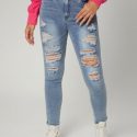 Slant Pocket Ripped Skinny Jeans