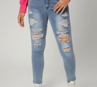 Slant Pocket Ripped Skinny Jeans