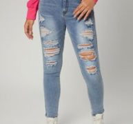 Slant Pocket Ripped Skinny Jeans