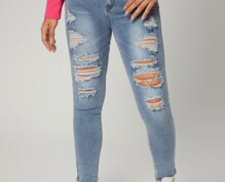 Slant Pocket Ripped Skinny Jeans
