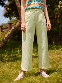 Slant Pocket Solid Pants