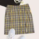 Slit Hem Tartan Print Skirt