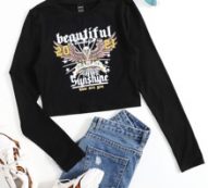 Slogan And Eagle Print Tee