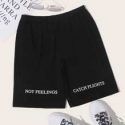 Slogan Black Biker Shorts