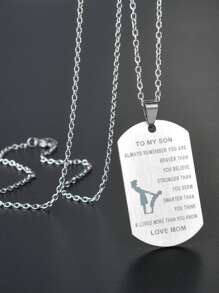 Slogan Detail Geometric Charm Necklace