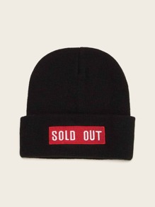 Slogan Embroidery Cuffed Beanie