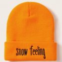 Slogan Embroidery Cuffed Beanie