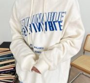 Slogan Embroidery Drop Shoulder Drawstring Hoodie
