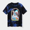 Slogan Figure & Shark Graphic Tie Dye Tee